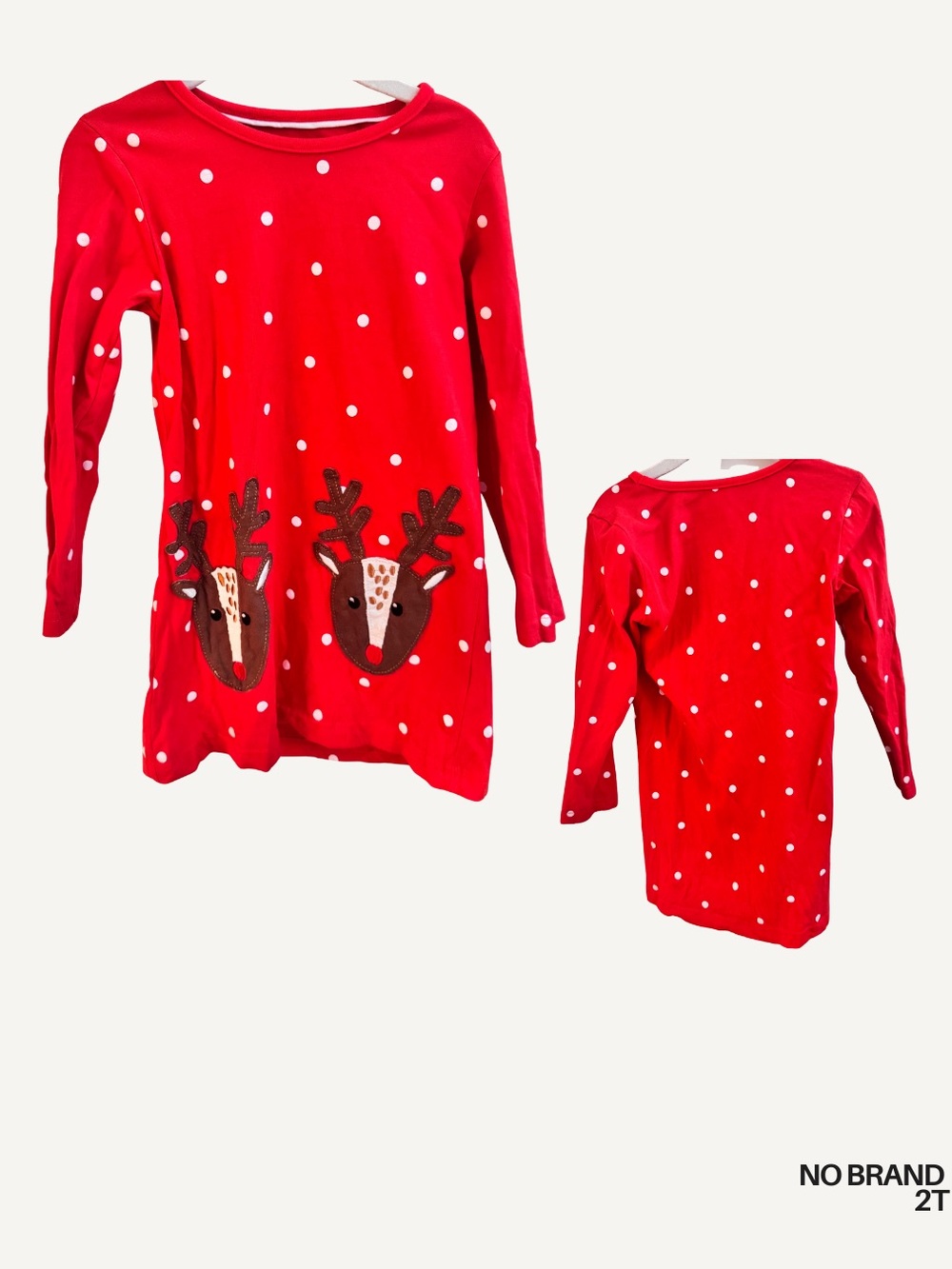 Red Reindeer Polka Dot Kids Dress